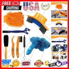 8 Pieces Precision Bicycle Cleaning Brush Tool Including Bike Chain Scrubber,...