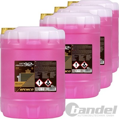 4x 10L PEMCO 912+ ANTIFREEZE KÜHLMITTEL FROSTSCHUTZ ROSA ROT BIS -40 °C
