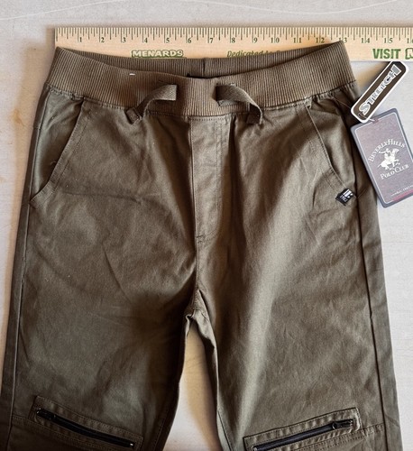 Beverly Hills Polo club Size L (14-16) army green boys NWT, Elastic Waist W/tie - Picture 3 of 8