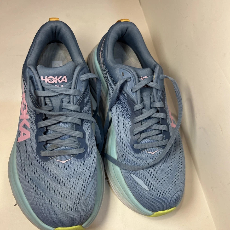 Zapatillas deportivas para correr Hoka One One Bondi 8 para mujer talla 8 D azul blanco Foto 2 de 4