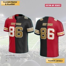 Custom Half Red Black Football Jersey Team Name Number Couple Matching