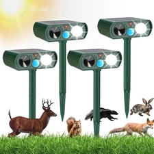 1-4 Pack Solar Ultrasonic Animal Repellent Dog Cat Skunk Deer Raccoon For Garden