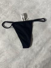 Victoria's Secret PINK Black Cotton V-String Thong Panty - Size Small - NWT