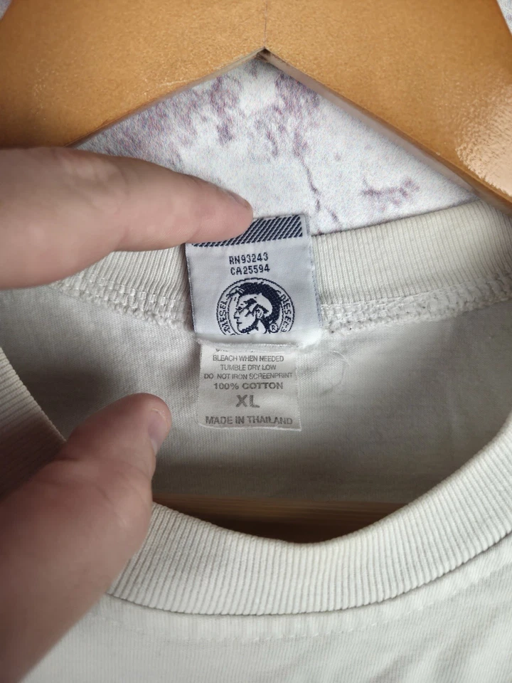 Винтажная мужская футболка Diesel японский стиль Y2K большой логотип Streetwrar белый размер XL - Изображение 4 из 4