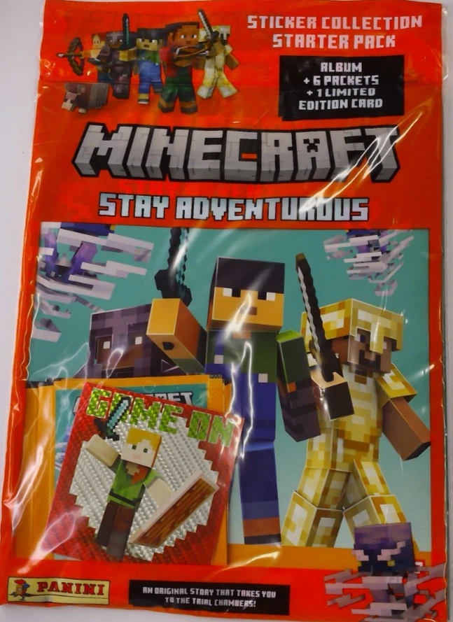 Panini Minecraft Stay Adventurous Sticker Collection Starter pack + Game on card