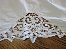 Vintage Look White Battenburg Lace 100 Cotton Dust Ruffle/Bedskirt - Queen