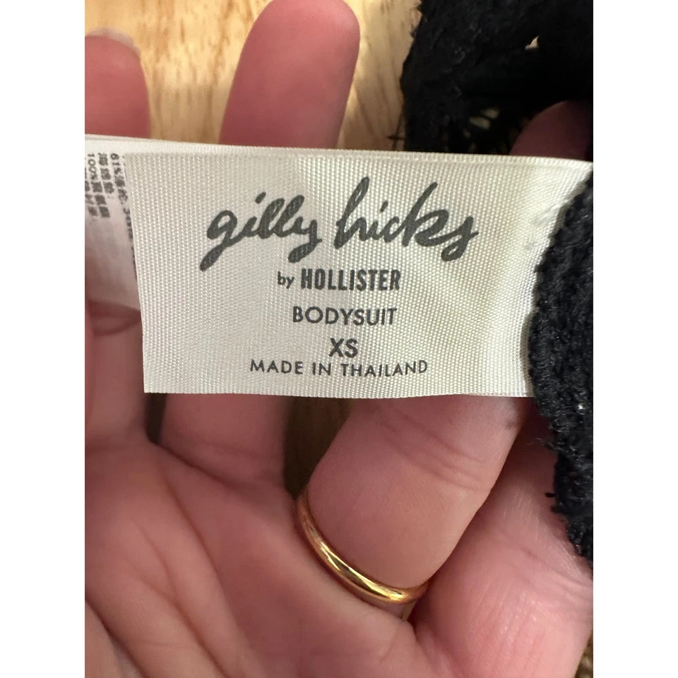 Body de encaje Gilly Hicks by Hollister lencería negra peluche talla XS extra pequeño Foto 3 de 3