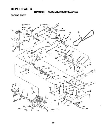 Manual del propietario Sears Craftsman 22,5 HP tractor cortacésped 50” - modelo 917.251560 - Imagen 4 de 5