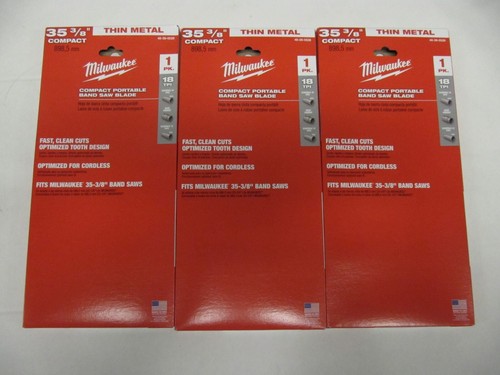 Lot of 3 - Milwaukee 48-39-0528 18-TPI Compact Band Saw Blade 35-3/8" Thin Metal