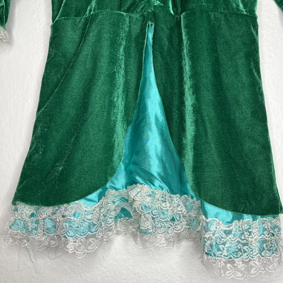 Vestido de princesa renascentista de veludo feminino vintage tamanho 6 exposto casaco pequeno renda - Imagem 3 de 4