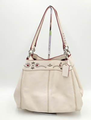 Coach Lexy Chalk White Rivet Detail Triple Compartment Shoulder