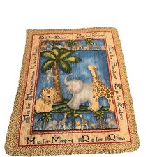 Baby Quilted Alphabet Zoo Animals 38"x46 Blanket Lightweight