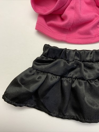 Build A Bear Clothes Dog Plush Outfit Pink Hooded Shirt Tiger Black Satin Skirt - Picture 6 of 13