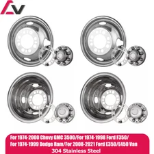 4Pcs 16''Dually Wheel Simulators Stainless Hub Caps For 1974-2000 Chevy GMC 3500