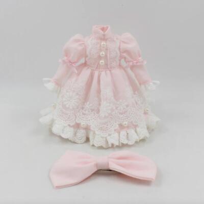 Outfit Pink Fashion Lace Dress & Bow Knot for 12 Inch Blythe Doll Bjd Toy Cloths
