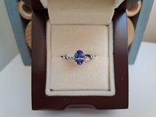 18K White Gold AAA Tanzanite Solitaire Engagement Ring Size O