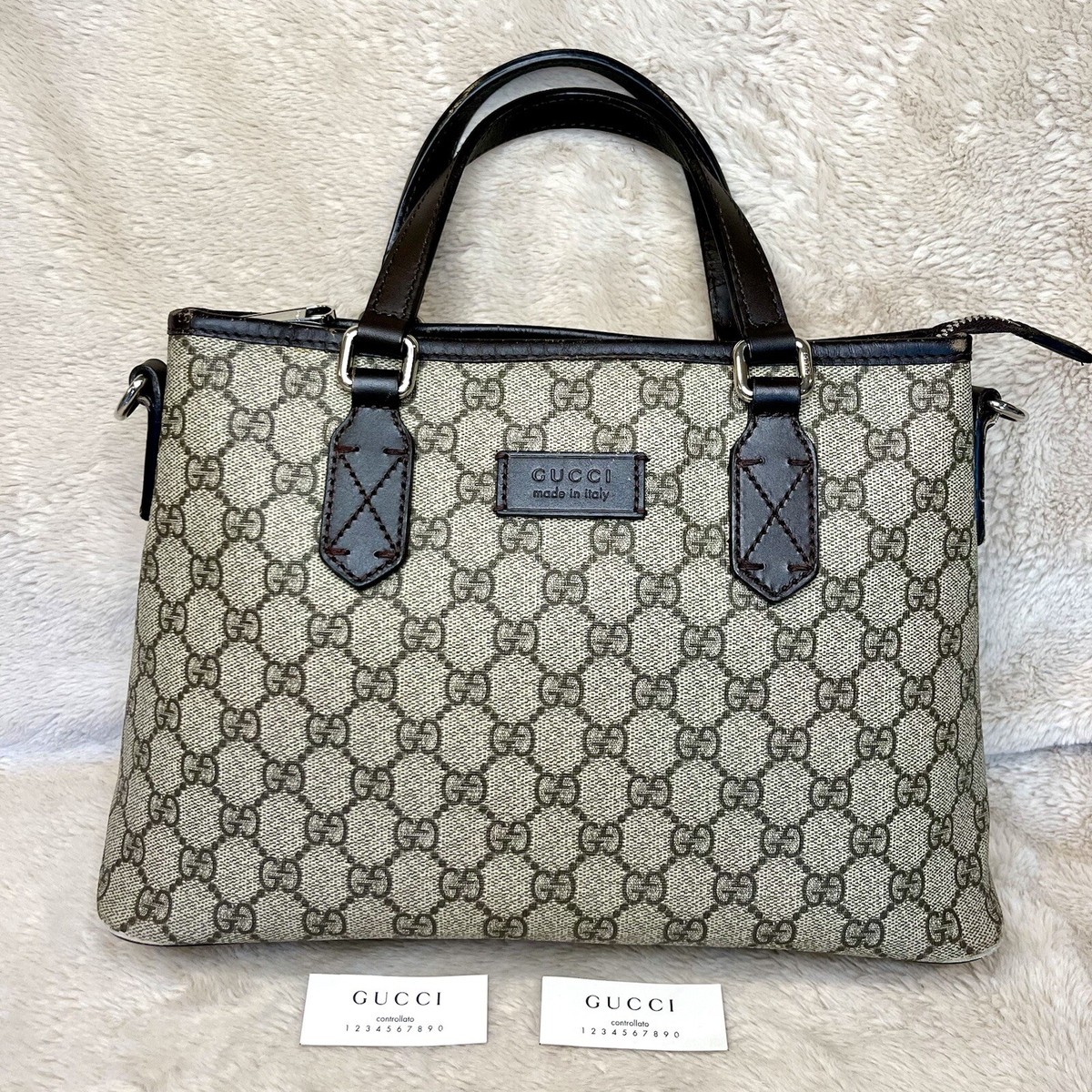 Gucci Monogram Supreme Coated Canvas Convertible Zip Tote | eBay
