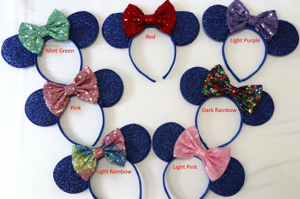 Orejas azules de Minnie, orejas azules de Mickey Mouse, orejas azules de Disney HECHAS A MANO Foto 3 de 4