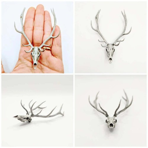 Miniature Red Deer Skull 1:12 Scale replica diorama dollhouse art (1 skull) - Picture 4 of 6