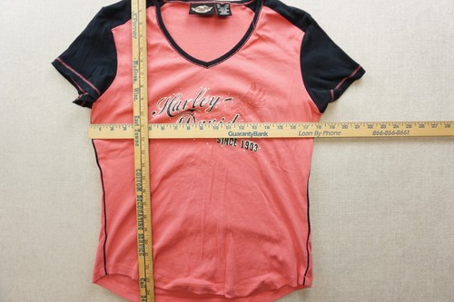 Harley Davidson Womens Size Xl Black Pink Shirt Short Sleeve - Picture 4 of 9