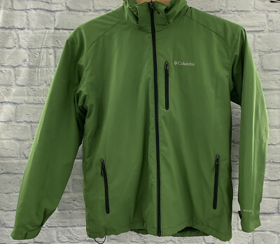 Columbia Jacket Hooded RN 69724 Mens XL Green Lined Full Zip Soft Shell  Coat