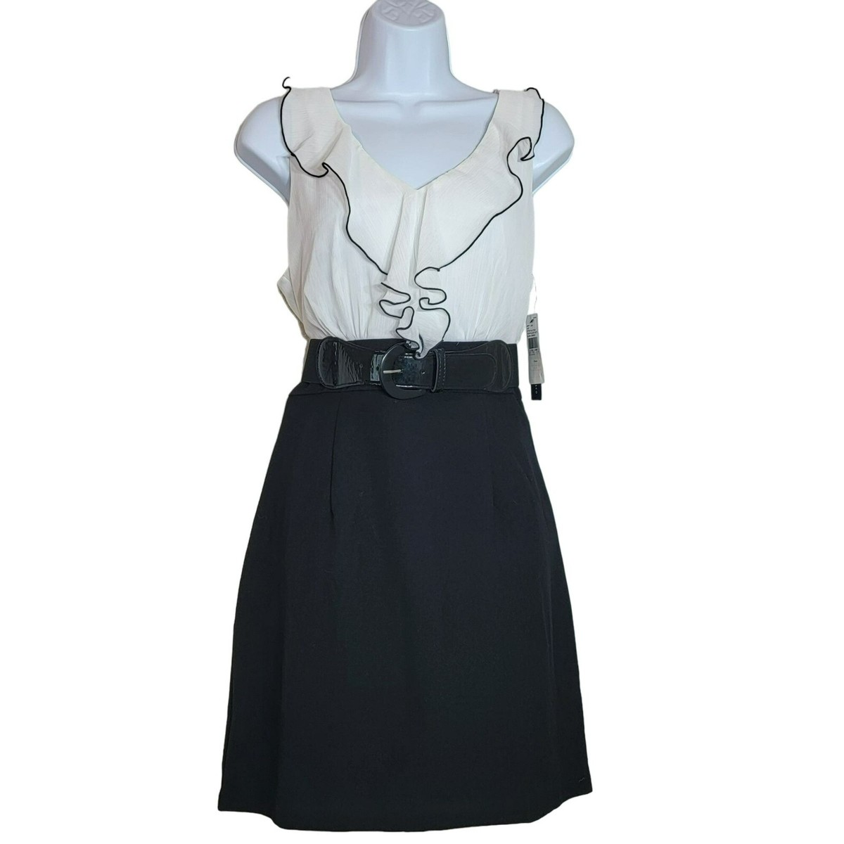 semi formal black and white dress Short Black and White Party Dress with A-Line Skirt Black/White / 6 main image 0