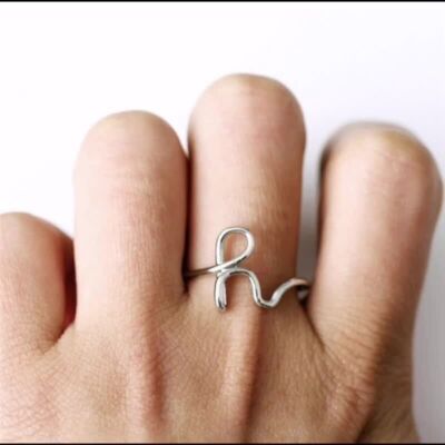 Simple A-Z Initial Letter Metal Ring Friendship - Fashion Jewelry