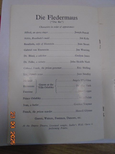 SADLERS WELLS OPERA PROGRAMME 1960/61 DIE FLEDERMAUS - Picture 5 of 7