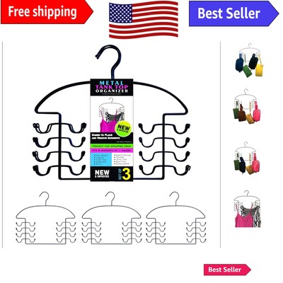 Rust-Resistant Tank Top Organizer Hangers - 3 Pack, Black - Space-Saving Design