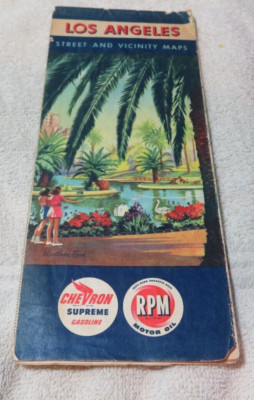 LOS ANGELES (street & Vicinity)  CHEVRON SUPREME & RPM OIL  Vintage Road Map