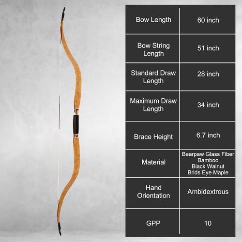 AF Archery 60" Traditional Recurve Bow Sicai Bow Peak Heritage of Ming Dynasty - Picture 2 of 6