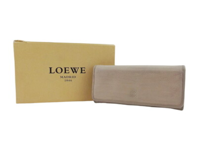 LOEWE Long Wallet Anagram Gray Gray White Leather Authentic