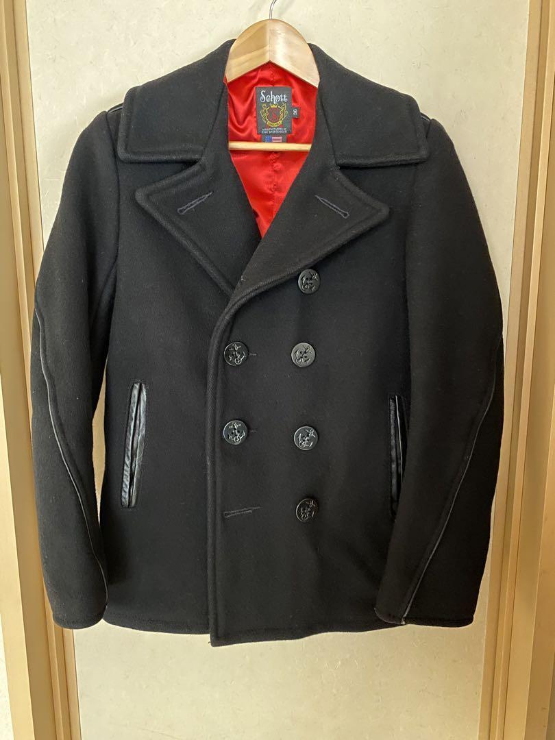 SCHOTT Pea Coat Slim Fit Size 36 Navy Viping L71cm Za | eBay