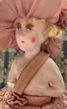 ViNtAgE Victorian Lady HAT PIN CUSHION  CHALKWARE Lady Half Doll Chic n Shabby
