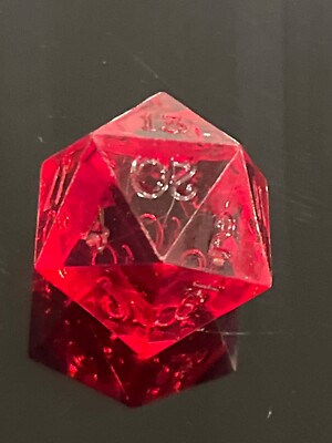 Vintage Armory d20 1-20 ruby red gem uninked rpg dice 123124@