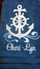 Beautiful Nautical Navy Bathroom BATH TOWEL EMBROIDERED Personalized
