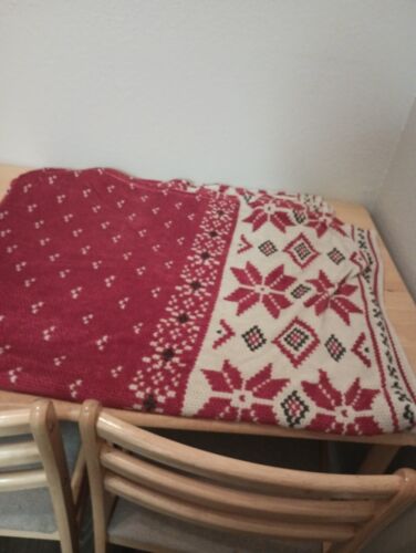 Vintage Lauren Ralph Lauren Plush Snowflake Red White Throw Blanket 79" X 61" - Picture 3 of 20