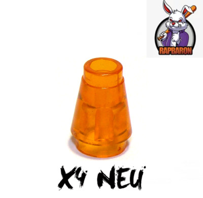 Lego    4x 1x1 Cone   Top Groove   Trans-Orange   4589b   Neuware