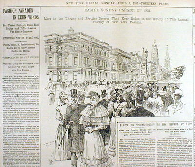 Large illustration NEW YORK CITY EASTER PARADE on FIFTH AVENUE 1893 newspaper