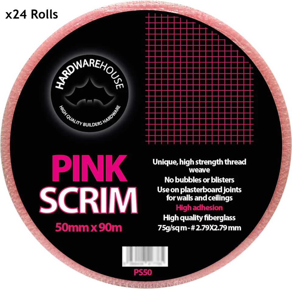 24 x Super Sticky Fibreglass Plasterboard Jointing Pink Scrim Tape 50mm x 90m - Image 2 of 4