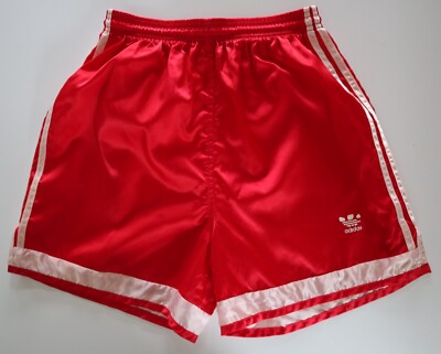 MEN'S ADIDAS RED SATIN SOCCER SHORTS M (WITH DRAWSTRING)
