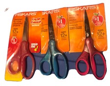 Fiskars No More Sticky Blades Comfort Grip Student Scissors Pink Turquoise Lot