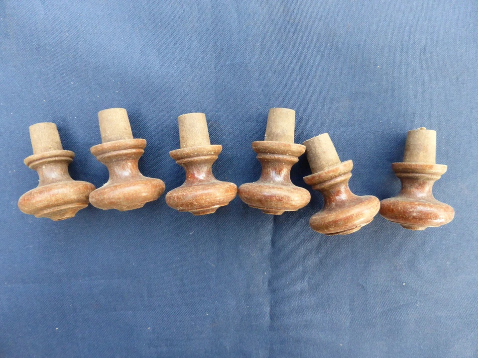 6 boutons bois ancien tiroirs commode meuble Louis Philippe Dia. 2,3-2,5 cm - Photo 2/4