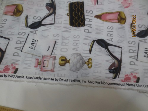 3 cuts of Forever Fashion David Textiles PARIS High Heels Purses Cotton Fabric - Picture 3 of 6