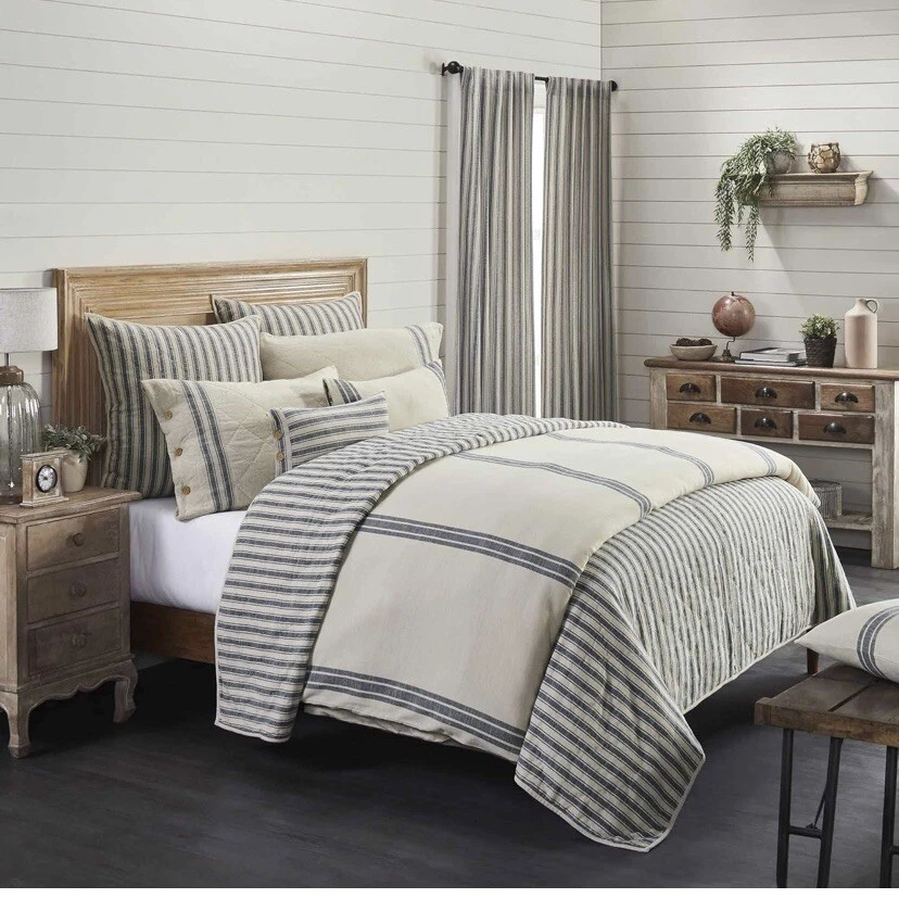Piper 经典 Market Place 蓝色条纹床上用品套装特大号 — 第 3/4 张图片