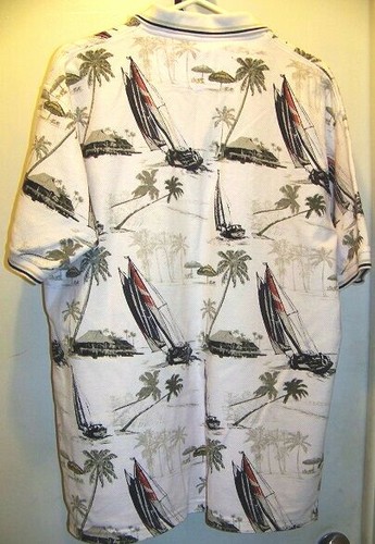 Boca Classic Men's Polo Sailboats, Palm Trees SIZE Medium - Picture 2 of 6