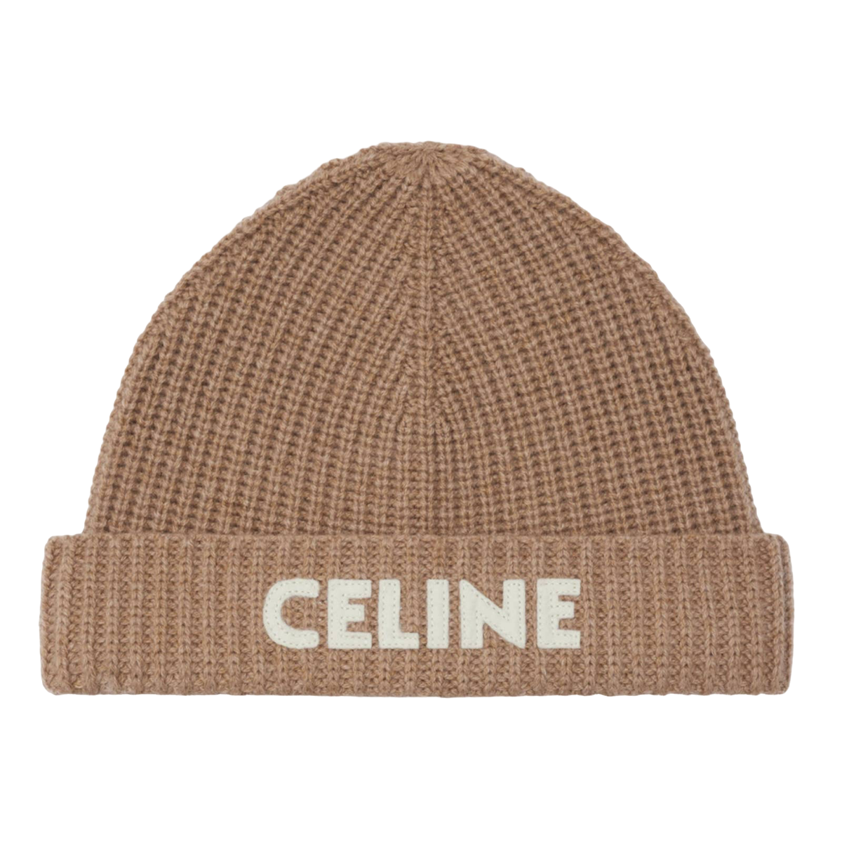Celine Paris Camel Beige Logo Cashmere Knit Wool Embroidered Celine Paris Camel Beige Logo Cashmere Knit Wool Embroidered