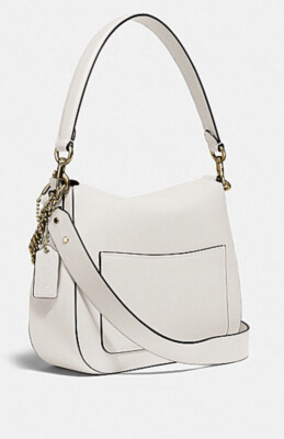 Coach Leather Signature Chain Hobo Shoulder Bag 89178 Chalk