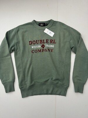 Double RL RRL Ralph Lauren Distressed Green Graphic Fleece