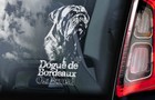 Dogue De Bordeaux Car Sticker, French Mastiff Dog Window Bumper Decal Gift - V03